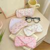 Unique Soft Quilted Sunglasses Pouch Heart-Shaped Buckle Floral Pattern Eyewear Bag Handmade Anti-Scratch Eyeglass Sleeve Gifts