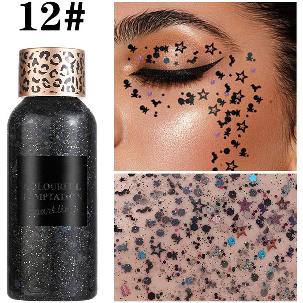 Pearlescent Gel Eyeshadow Liquid with Sequins Sparkling High Glitter for Face and Body Makeup