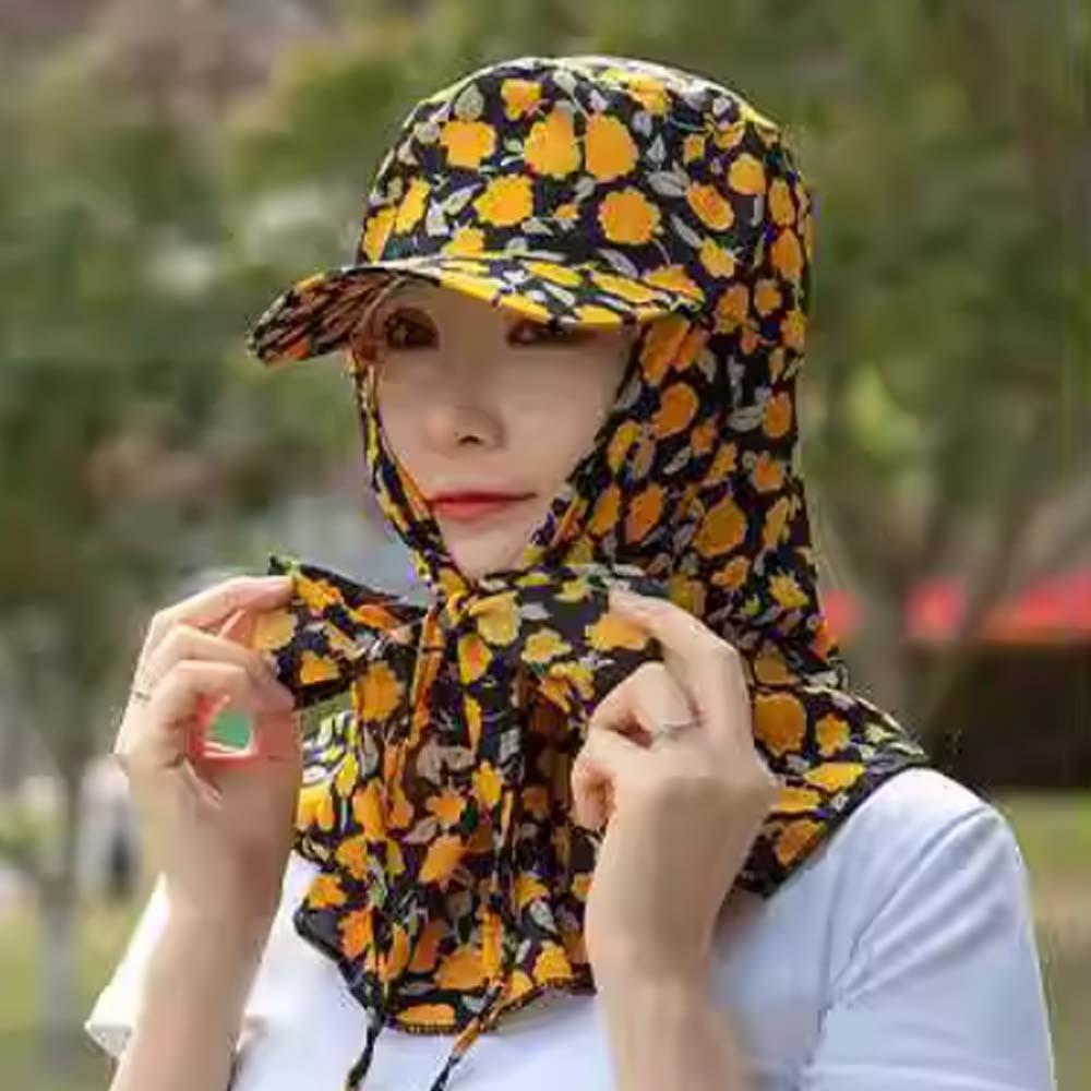 Portable Picking Tea Hat Flower Neck Protection Hat Anti-UV Sunshade Shawl Cap  Women
