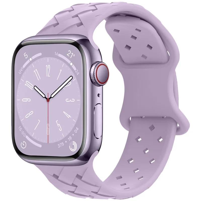 

Strap for Apple Watch Band Ultra 49mm 44mm 40mm 45mm 41mm 46mm 42mm Sport Silicone Woven Loop Bracelet IWatch Series 10 9 8 7 6 42 44 45 46 49mm лавандовый