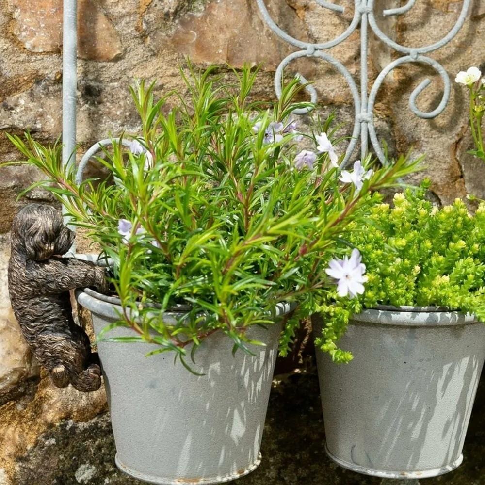Hanging Decor Dog Climbing Garden Statue Dog Garden Figurine Flower Pot