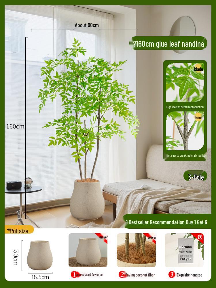 Nandina Bionics Artificial Tree: Elegant Indoor Decor, Large Potted Floor Plant