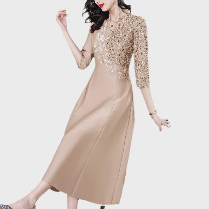 "Elegant Embroidered Mother-in-Law Wedding Dress Skirt - Summer 2024 Collection"