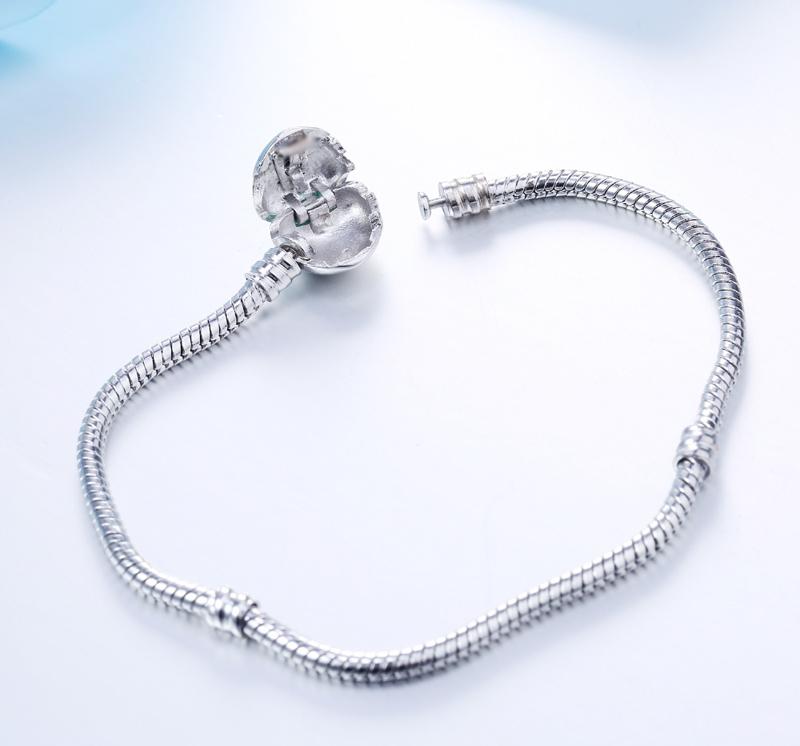 Handmade 925 Silver Heart Charm Bracelet Adjustable 16-23cm for Women Men DIY Jewelry Gift
