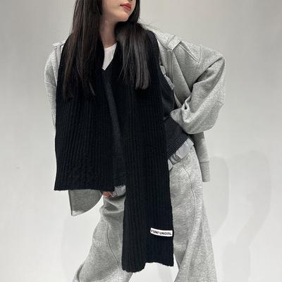 Spring and Autumn New Classic Solid Color Warm Knitted Wool Scarf Light Luxury Premium Versatile Striped Solid Color Scarf Scarf