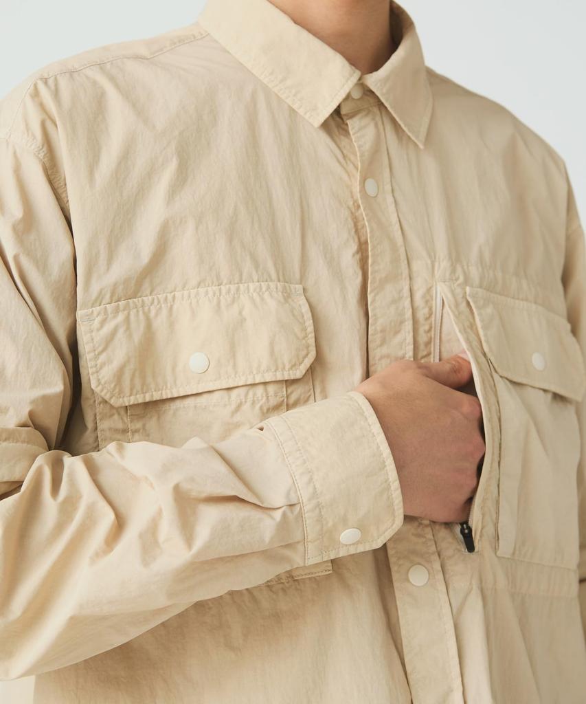 Snow Peak Garment Dyed Convertible Shirt Long and Size M SH-25AU002, Sleeve, Men's Women's, IVORY,