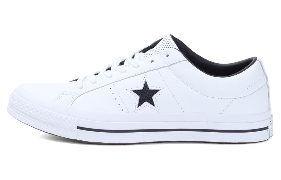 Converse One Star Низкие кеды из перфорированной кожи Белый Черный 158464C 41.5