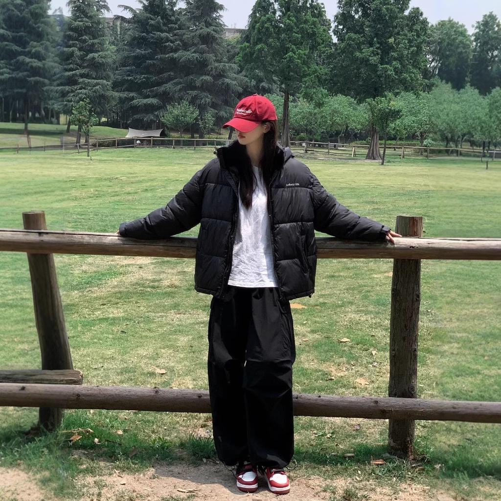 Annual short down cotton-padded women's stand-up collar small down couple's jacket