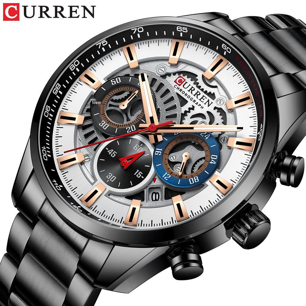 Curren 8391 Men's Sports Casual Quartz Watch with Steel Band and Calendar
