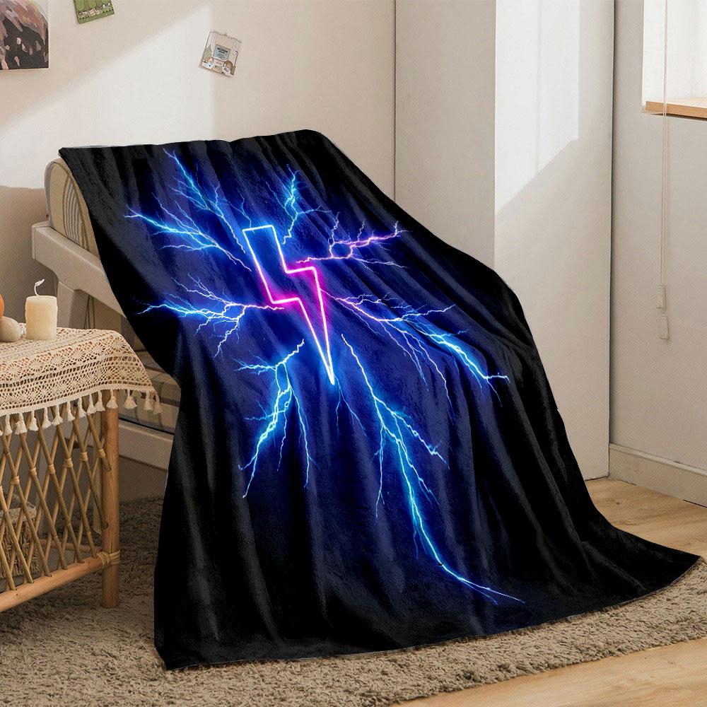 Neon Lightning Bolt Design Print Blanket Soft and Cozy Perfect for the Living Room Bed Sofa or a Nap,gift