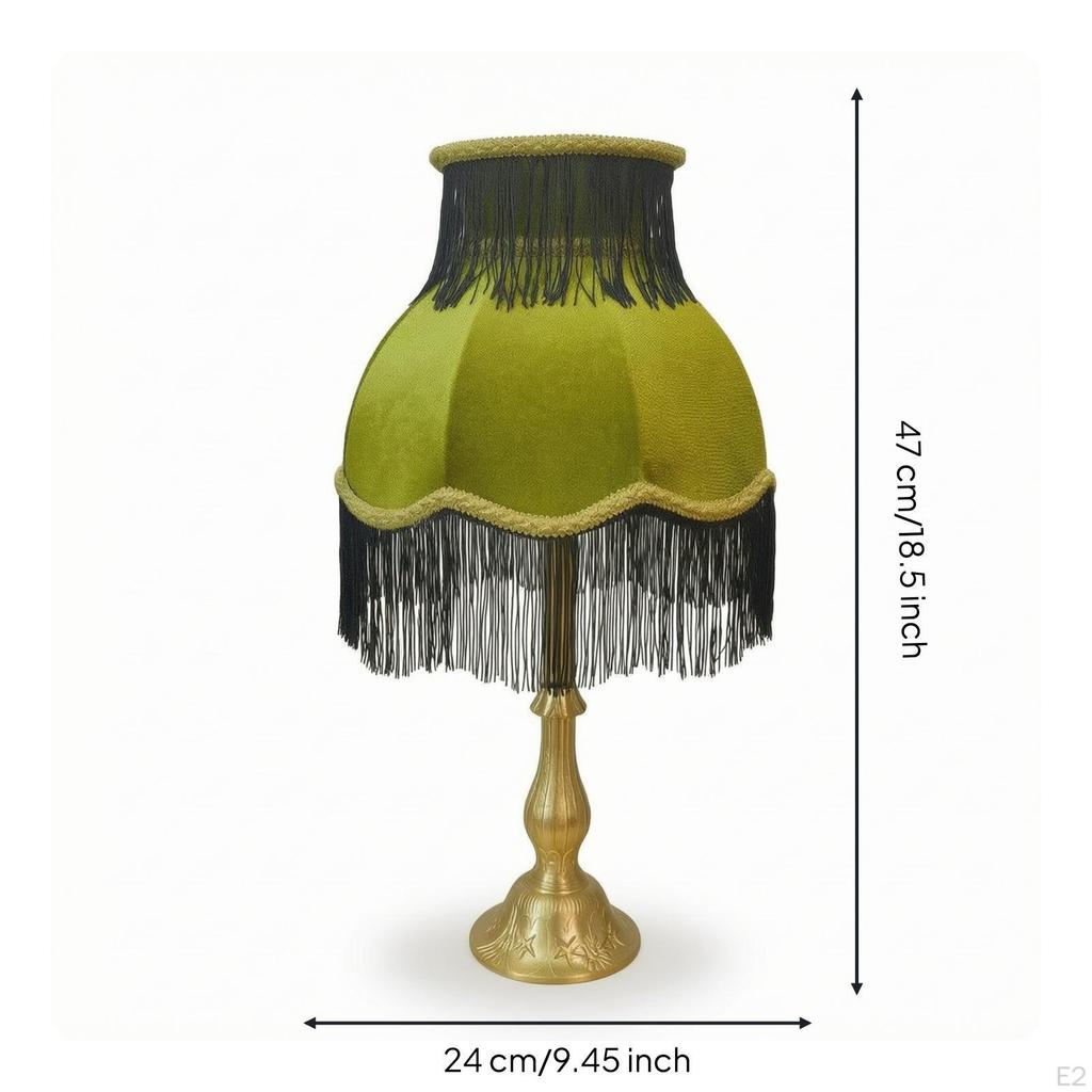 Lamp with Retro Fabric Shade, Elegant Fringe