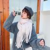 Chunky Braid Tassel Plaid Scarf/Shawl – Korean Style, Dual-Use, Thick Neck Warmer for Students, Winter Fashion
