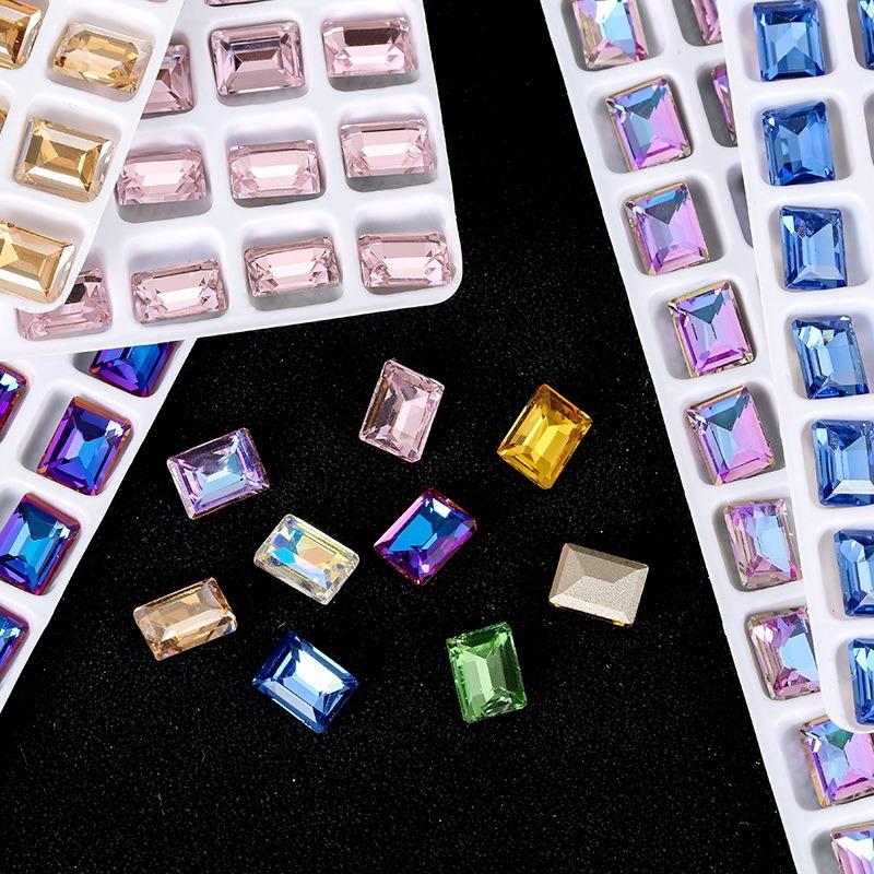 Shein Pointed Bottom Diamond Colorful Sugar Crystal Glass Diamond K9 Nail Drill Right Angle Large Rock Sugar Nail Drill