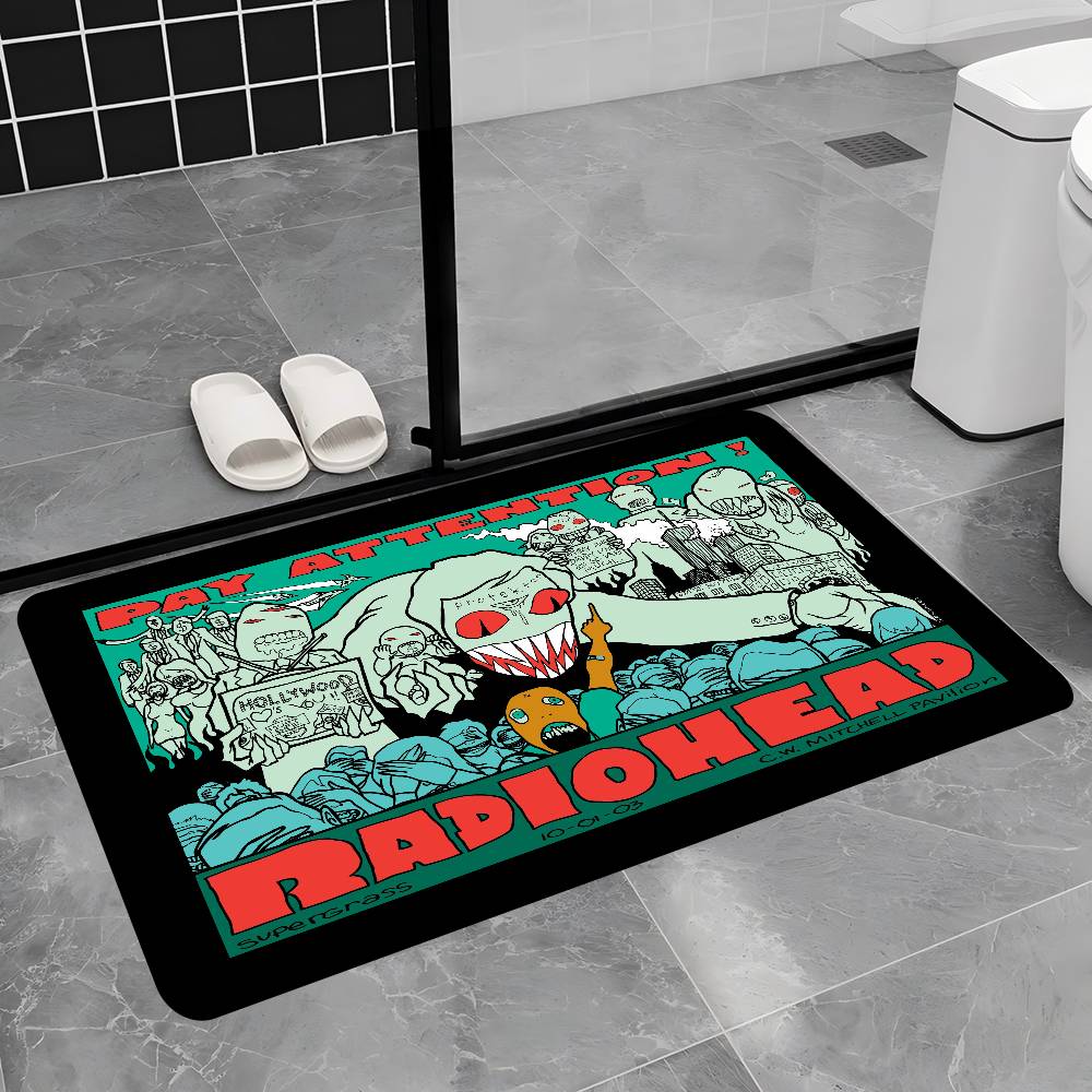 Alternative Rock Band Radiohead Bathroom Mat Anti-slip Absorb Water Long Strip Cushion Bedroon Mat Welcome Doormat