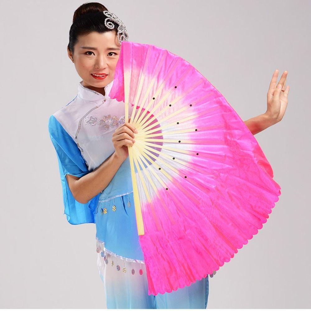 Long Imitation Belly Dancing Fan 26cm Performance Fan Hot Sell Gradient Color  Dance Bamboo Fans
