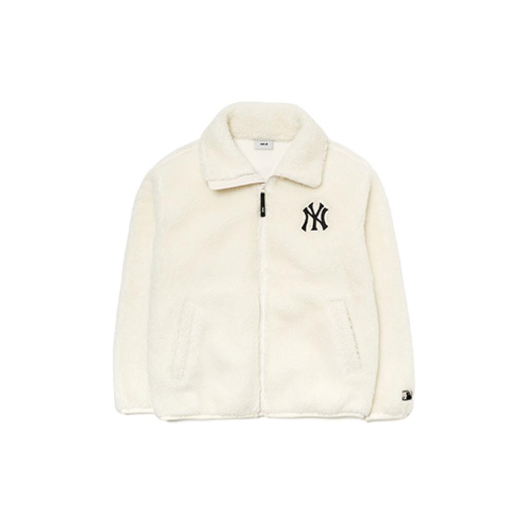 New MLB Velvet Jackets Unisex Ivory White 3AJPF3016-50IVS