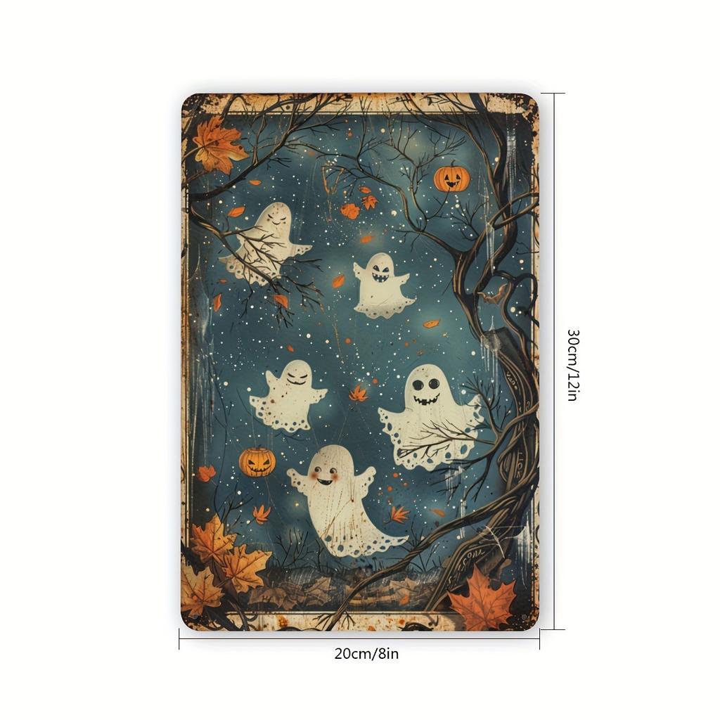 Spooky & Funny Pumpkin Vintage Metal Tin Sign - Durable, Bend-Resistant Wall Art for Halloween Decor, Gardens, Studios - 8x12 In