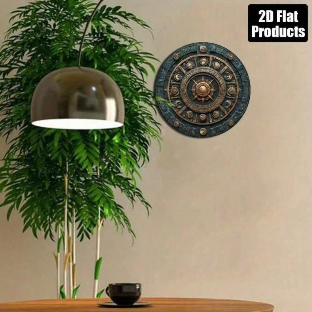 Elegant Sun Moon Metal Wall Art 8x8 Inch Round Shield Decor For Home Office Living Room Gift