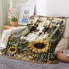 1 Stück Hunde- und Sonnenblumen-Print Flanelldecke, Hohe Qualität, Bequem für alle Jahreszeiten, Heimdekoration, Wärme und Komfort, Perfekt für Weihnachtsgeschenke