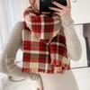 Winter Double-Sided Houndstooth Ins Style Plaid Wrap Neckerchief Christmas Muffler Women Scarf