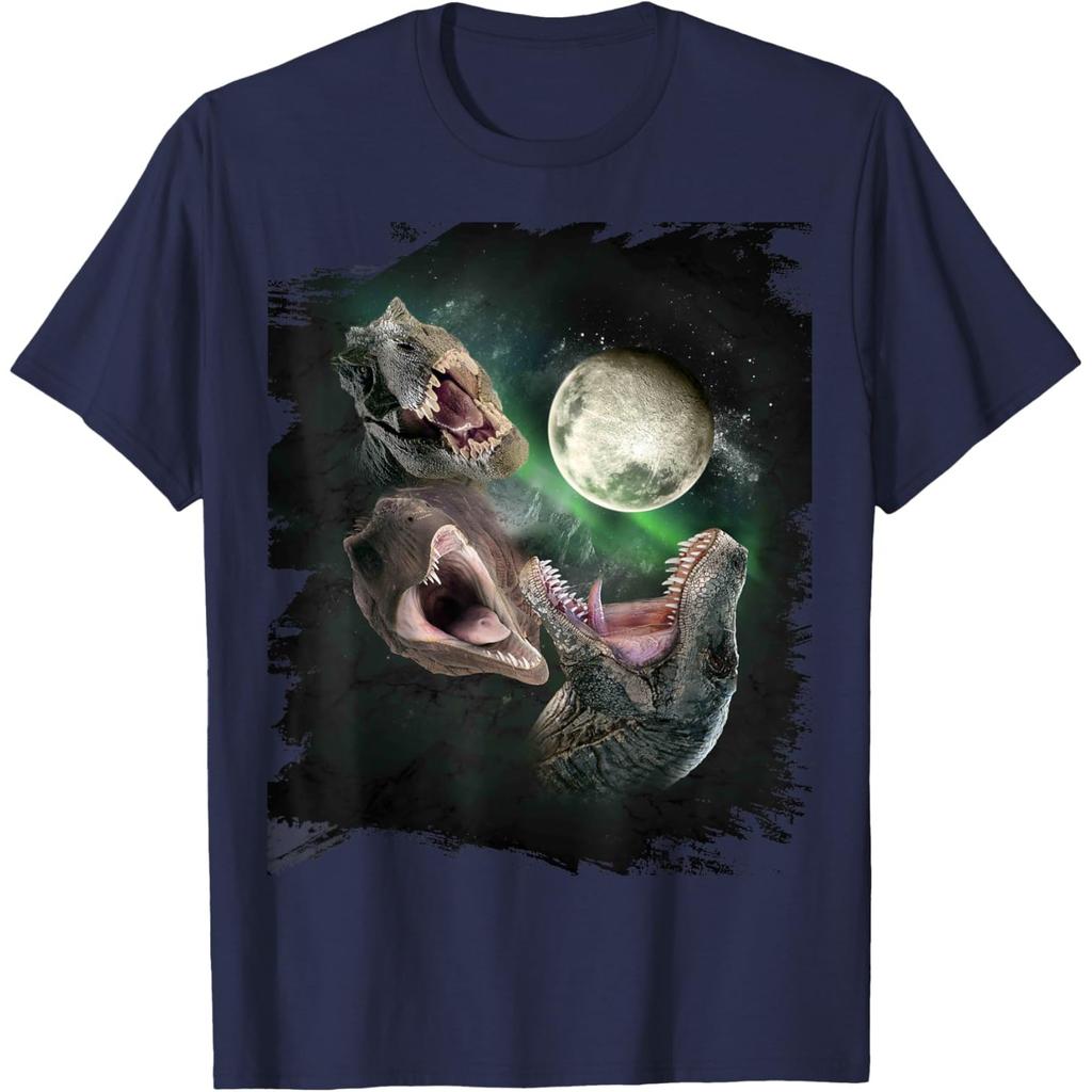 Dinosaur Howling Moon Graphic Tshirt Men S Casual Crew Neck Cotton Tee