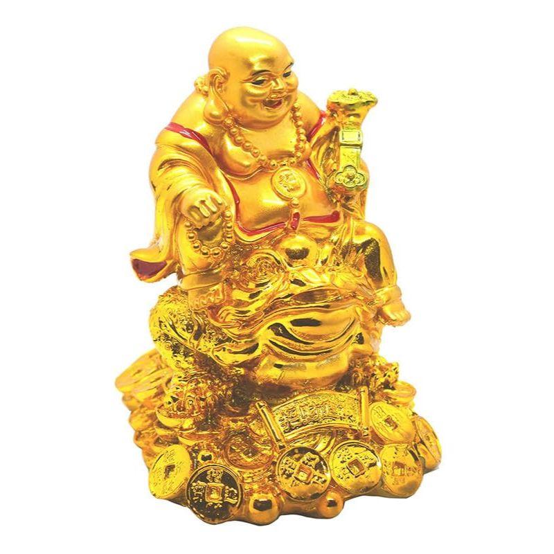 Buddha on Frog Idol Statue Showpiece Happiness and Money Wealth Sitting Idol for Home Decor Living Room Bedroom Office Table Decorative Diwali Gifts