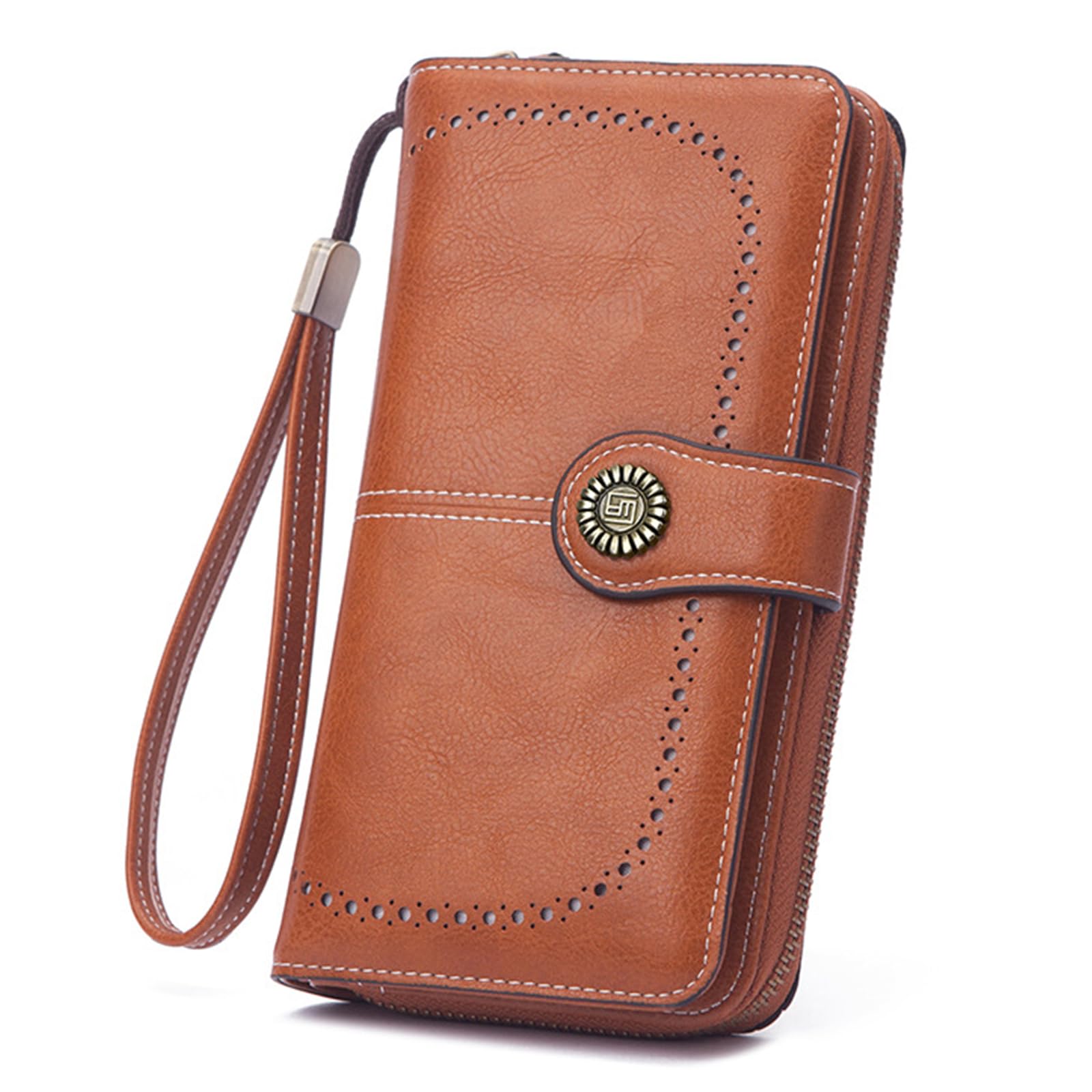 

GASUSI Women s Long Wallet, Genuine Leather, Large Capacity, Accordion-Style, Compact, Popular, Stylish, Comfortable to the Touch, Zippered, Coin