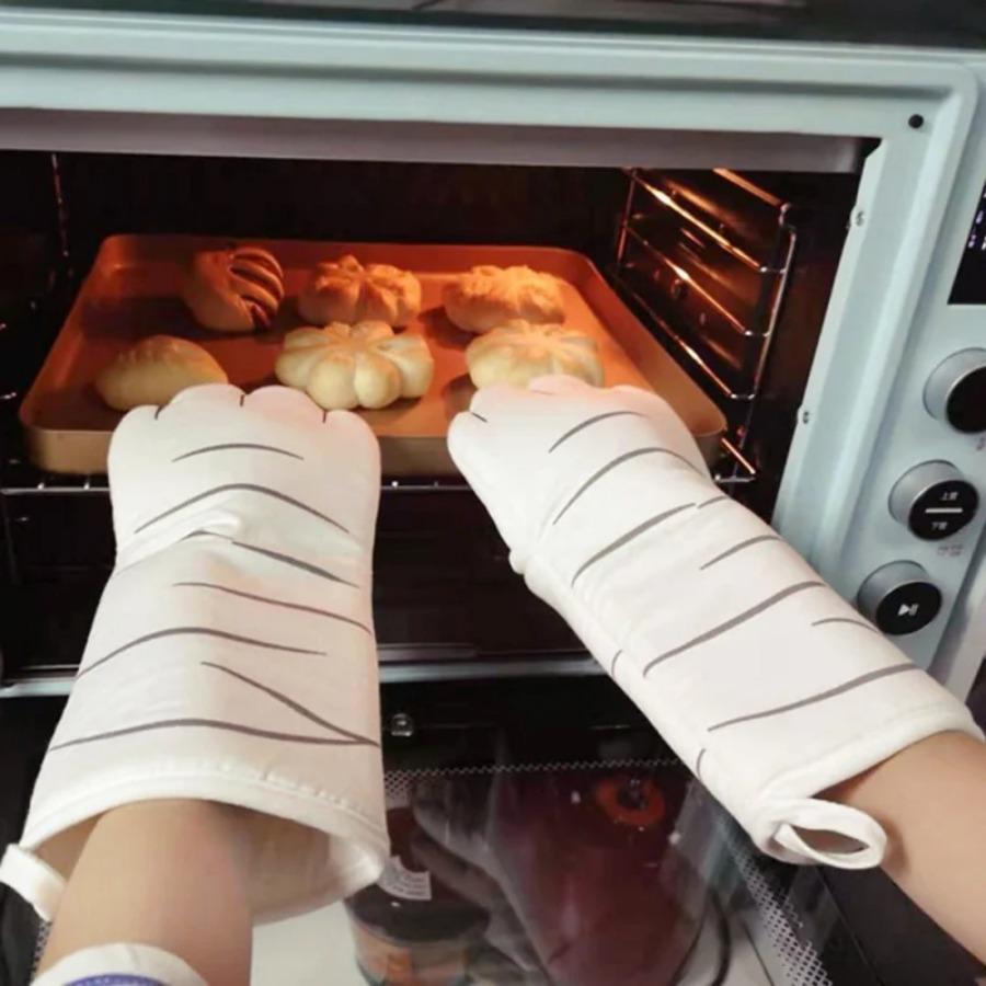 Niedliche Ofenhandschuhe mit Katzenpfoten, Katzenkrallen-Backofenhandschuhe, Verbrühungsschutz, Mikrowellen-Hitzebeständige Isolierung, Rutschfeste Katzenpfoten-Handschuhe