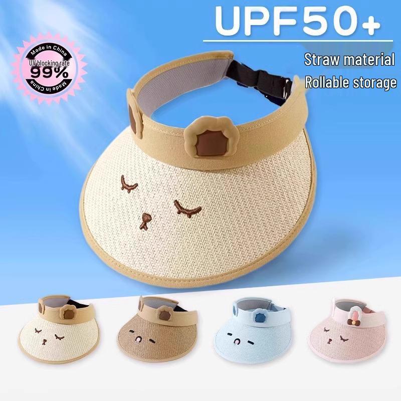Children's Summer Sun Hat with UV Protection - Breathable, Large Brim, Cute Cartoon Design