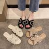 Coole Hausschuhe Damen Oberbekleidung 2025 Sommer neue Mode koreanische Version Perle Internet-Berühmtheit Damen Sandalen Pantoletten Damenschuhe Tide