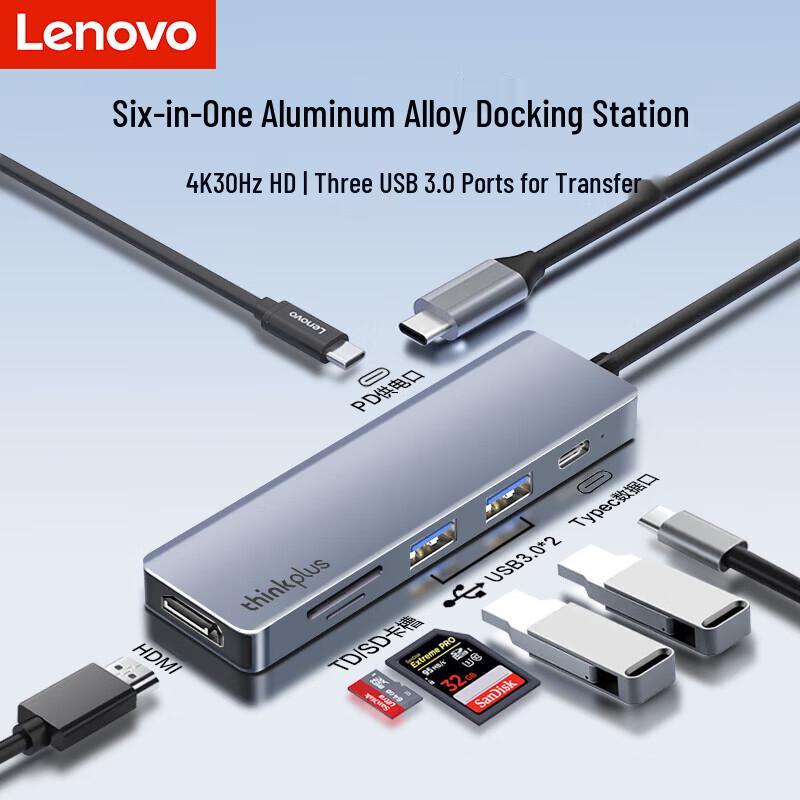 Lenovo LC06 Type-C 6-in-1 Docking Station