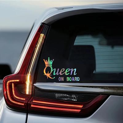 Kreativer Autoaufkleber Kronen-Design QUEEN AN BORD Vinyl-Abziehbild Wasserdicht Personalisierte Auto-Styling Dekoratives Aufkleber-Zubehör