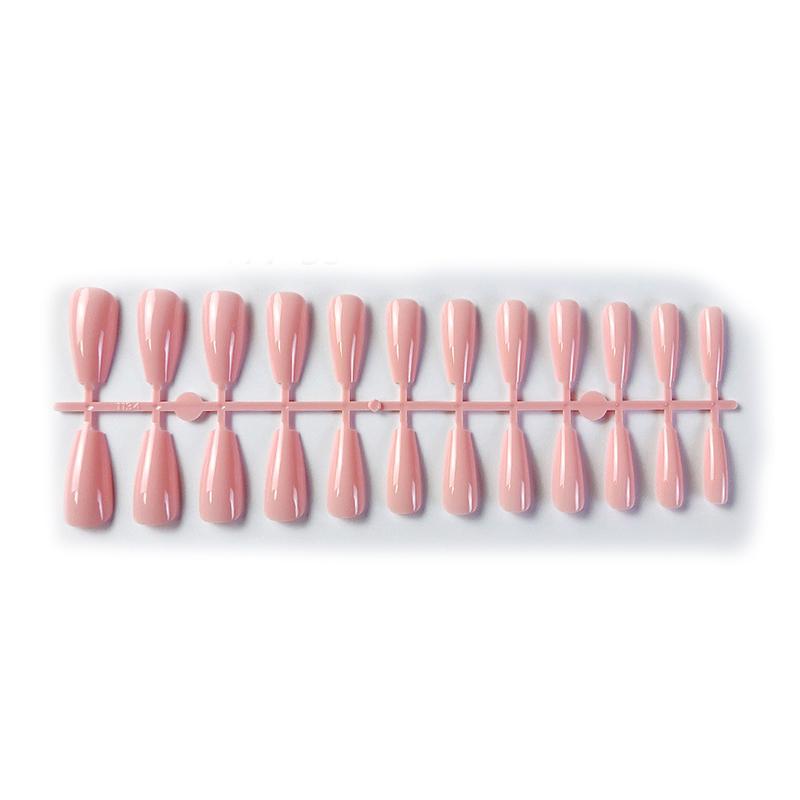 24pcs/set DIY Quick Nails Solid Color Glossy Long Ballet False Nails Multicolor Strips Finished Wear Nail Art