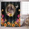 Moon Shower Curtain Floral Butterfly Flower Mysterious Fabric Shower Curtains Black Starry Night Plant Gothic Botanical Shower