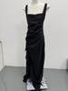 2026 Trendy Black Sexy Women's Bandeau Dress with Waist-Slit