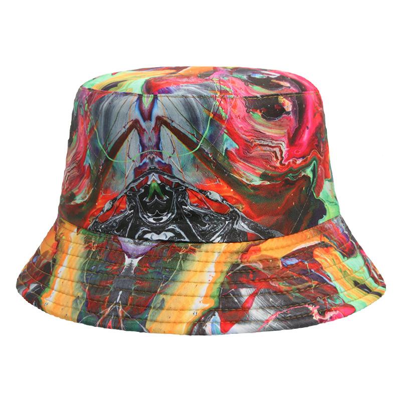 New Summer Women's Sunscreen Breathable Sun Hat Tie-dye Floral Print Bucket Hat Outdoor Sports Casual Fashion Sunshade Basin Cap
