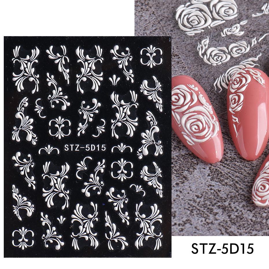 3D Floral Nail Art Stickers: Camellia & Tulip Embossed Adhesive Designs