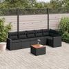 VidaXL Garden Lounge Set 7 Pcs with Cushions Black Wicker 3224130