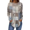 Women's 3D Printed Leaf Print T-shirt Fashionable Long-sleeved Round Neck Regular Tops