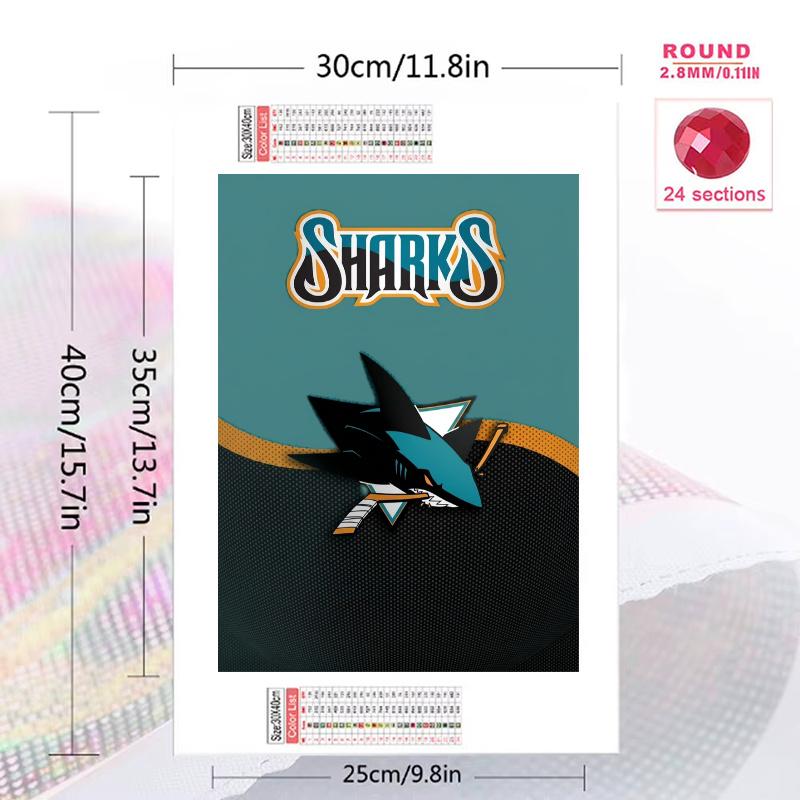 San Jose Sharks 100% Round Full Drill 5D DIY Diamond Painting Embroidery Cross Stitch Rhinestone Décor