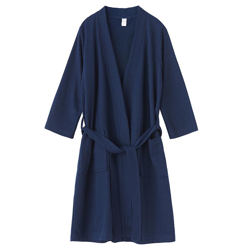 European American Style Women's Quick-Dry Absorbent Summer Waffle Bathrobe