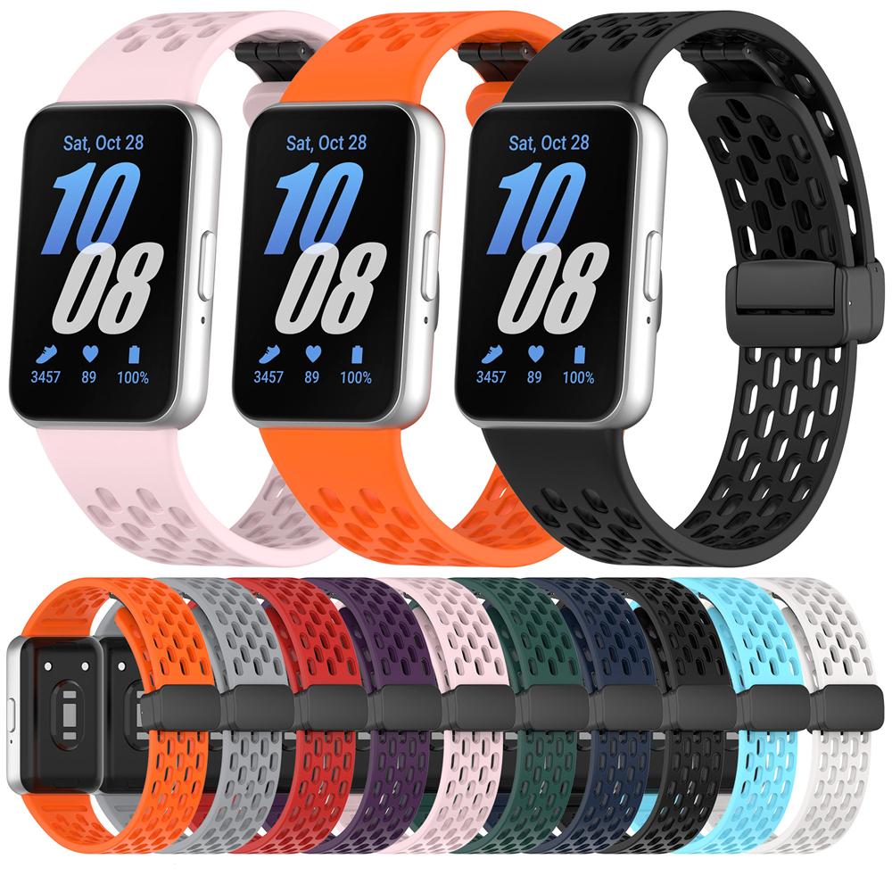 Correa de Silicona Para Samsung Galaxy Fit 3 Deportiva Hueca Transpirable Banda Hebilla Magnética Pulsera Para Samsung Galaxy Fit 3 Pulsera