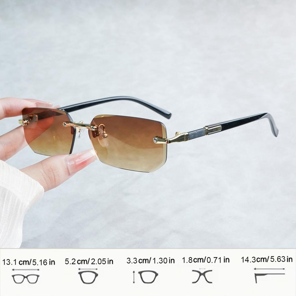 Occhiali da Sole Quadrati Senza Montatura Stile Vintage Y2K Moda per Uomo Donna, Lente Decorativa Funzionale, Vestibilità Normale, Tempo Libero Quotidiano