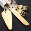 Stainless Steel Cake Cutting Set, Elegant Gold Cake Cutter and Cake Server with Small Forks, Use for Home, Anniversary, Birthday, Wedding, Party