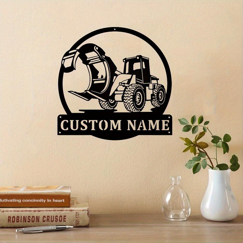 Heavy Equipment Metal Wall Art Personalized Excavator Sign Interior Ornament Festive Gift