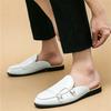 Fashion New Men's White Monk Strap Half Slippers Shoes Male Designer Casual Patent Leather Mules Moccasins Breathable Loafers