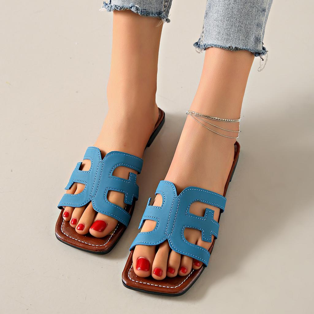 Nowe modne kapcie damskie seksowne sandały na płaskim obcasie Casual Ladies Sand kapcie plażowe eleganckie kapcie z odkrytymi palcami kapcie damskie