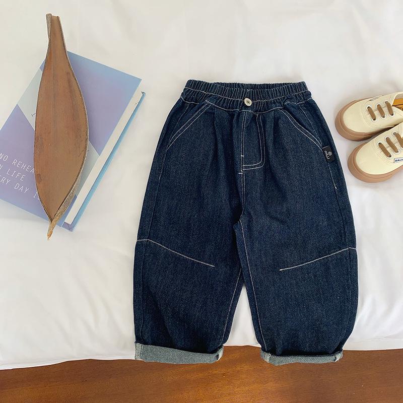 

Детские осенние джинсы из дышащего денима свободного кроя - Повседневный универсальный уличный стиль 150 cm