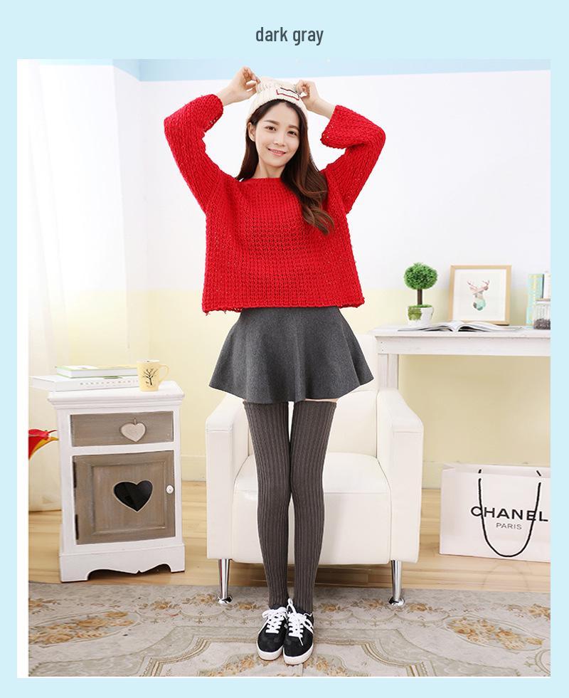 70cm Extra Long Thick Knitted Red Wool Leg Warmers for New Year and Christmas