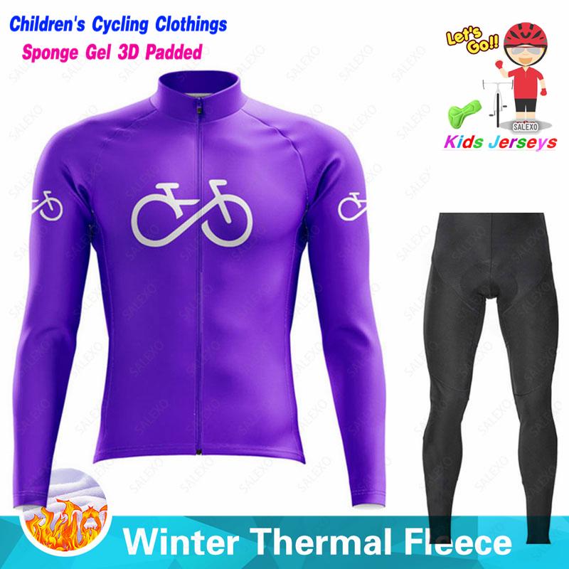

Kids Winter Cycling Jersey Set Children Thermal Fleece Cycling Clothes Boys Girls Mountain Road Bicycle Roupa Ciclismo Clothing 3XL